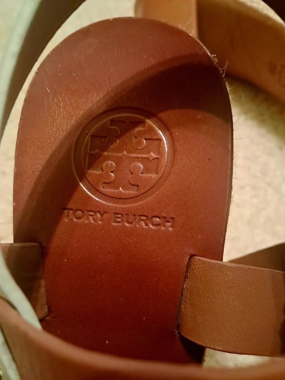 Tory Burch Two-Tone White and Brown Strappy Block Heel Sandal